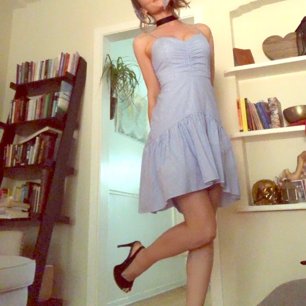 PARKER white and blue stripped summer dress XS